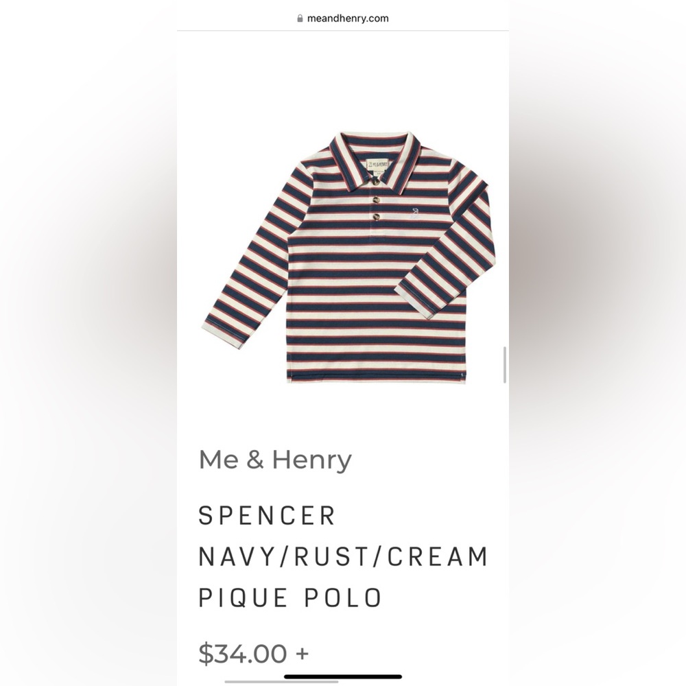Me & Henry Striped Long Sleeve Polo Shirt